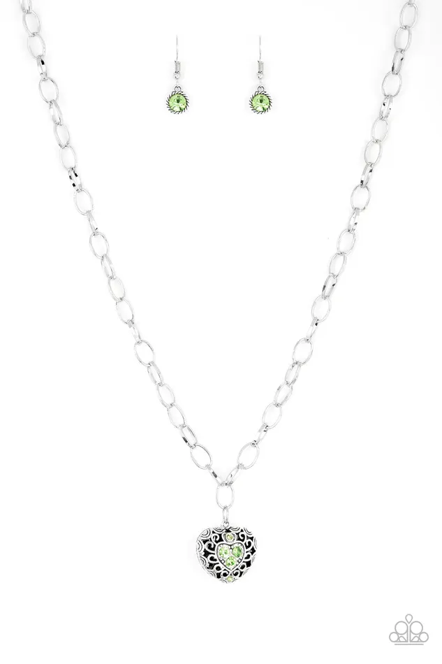 Paparazzi Jewelry Necklaces Paparazzi Necklace No Love Lost Green