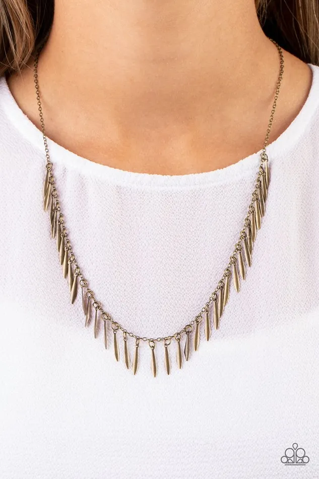 Paparazzi Jewelry Necklaces Paparazzi Necklace Striking Sheen Brass