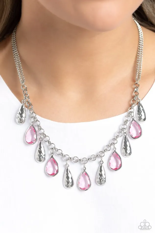 Paparazzi Jewelry Necklaces Paparazzi Necklace Teardrop Timbre Pink