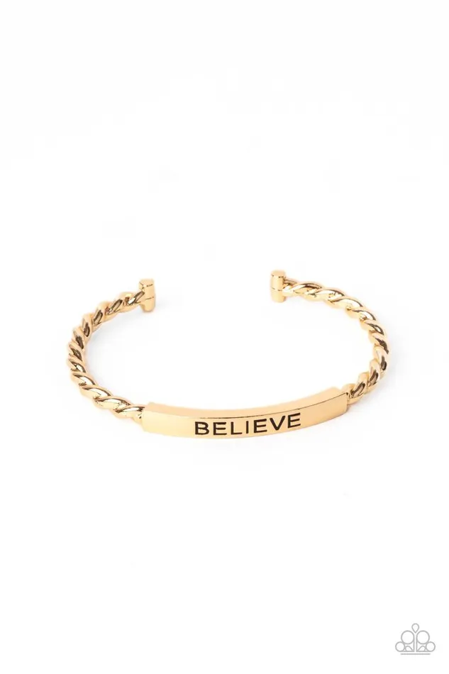 Paparazzi Jewelry Paparazzi Bracelet Keep Calm and Believe Gold Bracelets Paparazzi Jewelry Paparazzi Bracelet Keep Calm and Believe Gold Bracelets