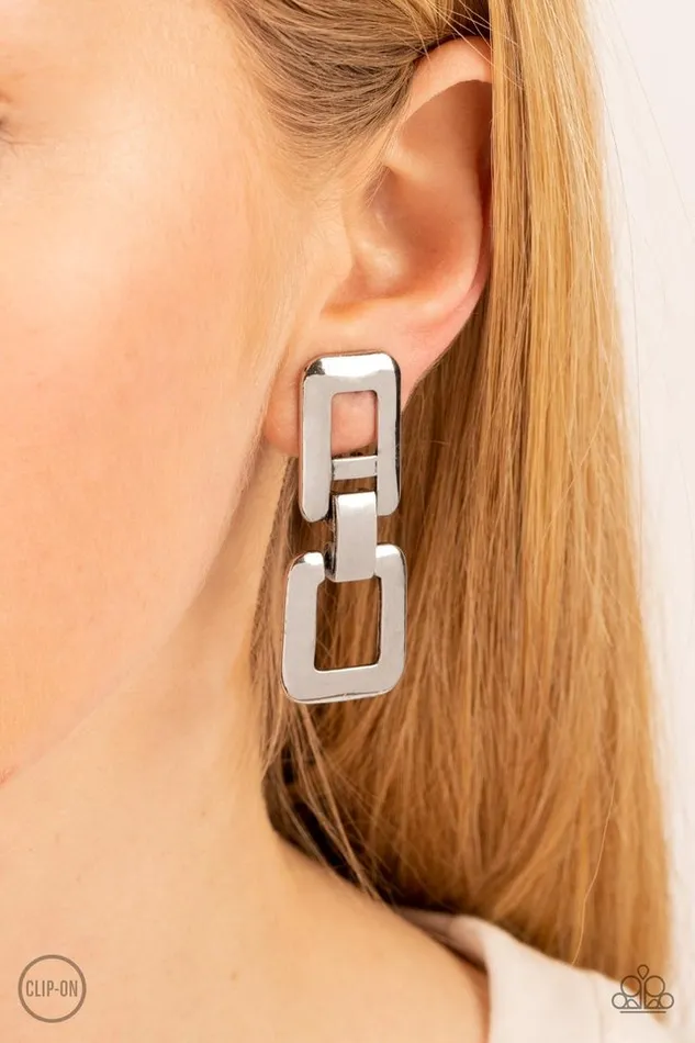 Paparazzi Jewelry Paparazzi Earring FRAMEous Last Words Silver Earrings