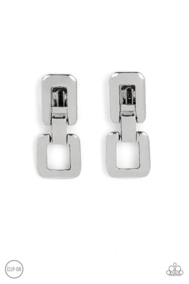 Paparazzi Jewelry Paparazzi Earring FRAMEous Last Words Silver Earrings Paparazzi Jewelry Paparazzi Earring FRAMEous Last Words Silver Earrings