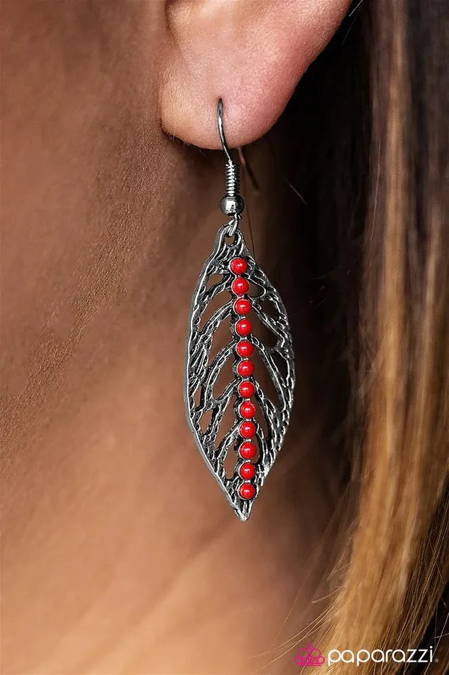 Paparazzi Jewelry Paparazzi Earring LEAF It At That Red Earrings