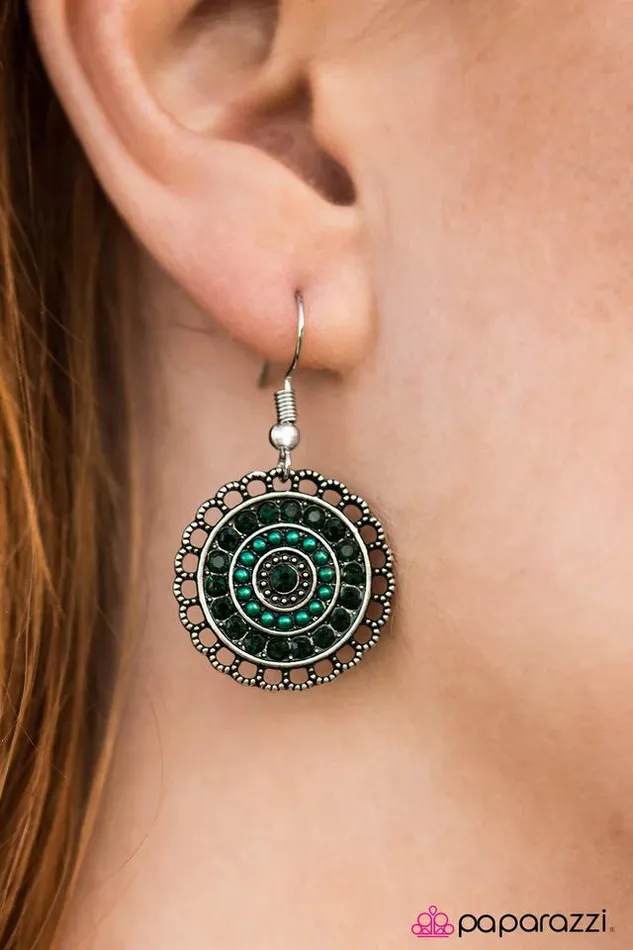 Paparazzi Jewelry Paparazzi Earring Lights Of Paris Green Earrings