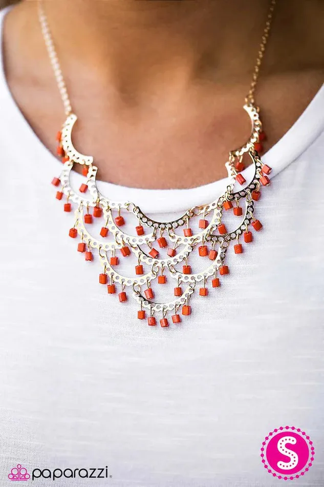 Paparazzi Jewelry Paparazzi Necklace BLOCK Beauty Orange Necklaces