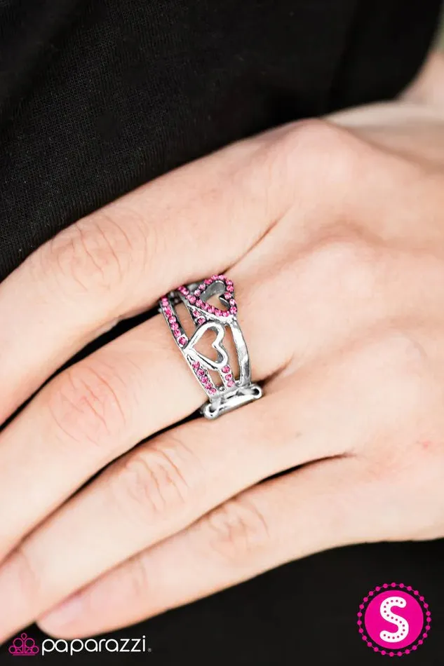 Paparazzi Jewelry Rings Paparazzi Ring Heart Harmonics Pink