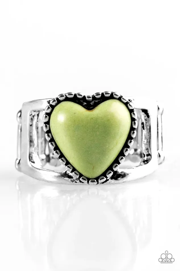 Paparazzi Jewelry Rings Paparazzi Ring Rule With Your Heart Green