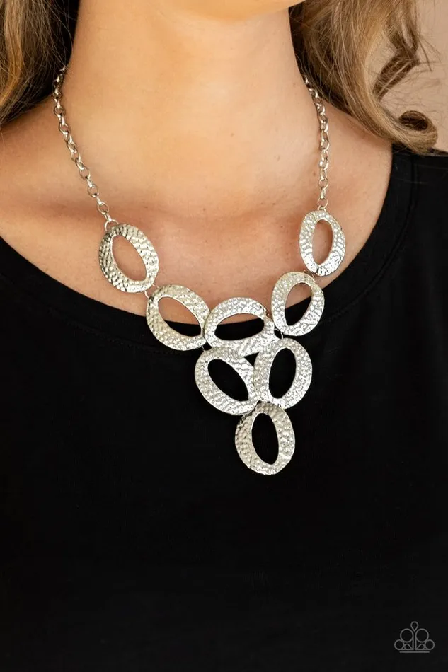 Paparazzi Necklace OVAL The Limit Silver Paparazzi Jewelry Necklaces