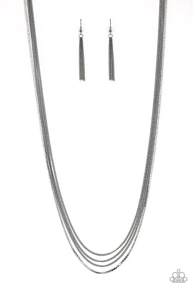 Paparazzi Necklace SLEEK and Destroy Black Paparazzi Jewelry Necklaces