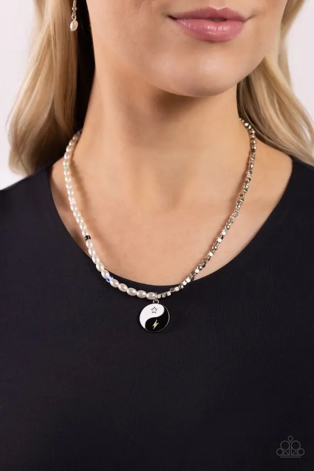 Paparazzi Necklace Youthful Yin and Yang Black Paparazzi Jewelry Necklaces