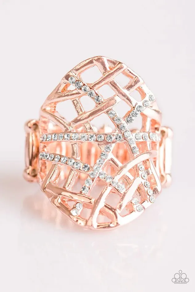 Paparazzi Ring Controlled Chaos Rose Gold Paparazzi Jewelry Rings