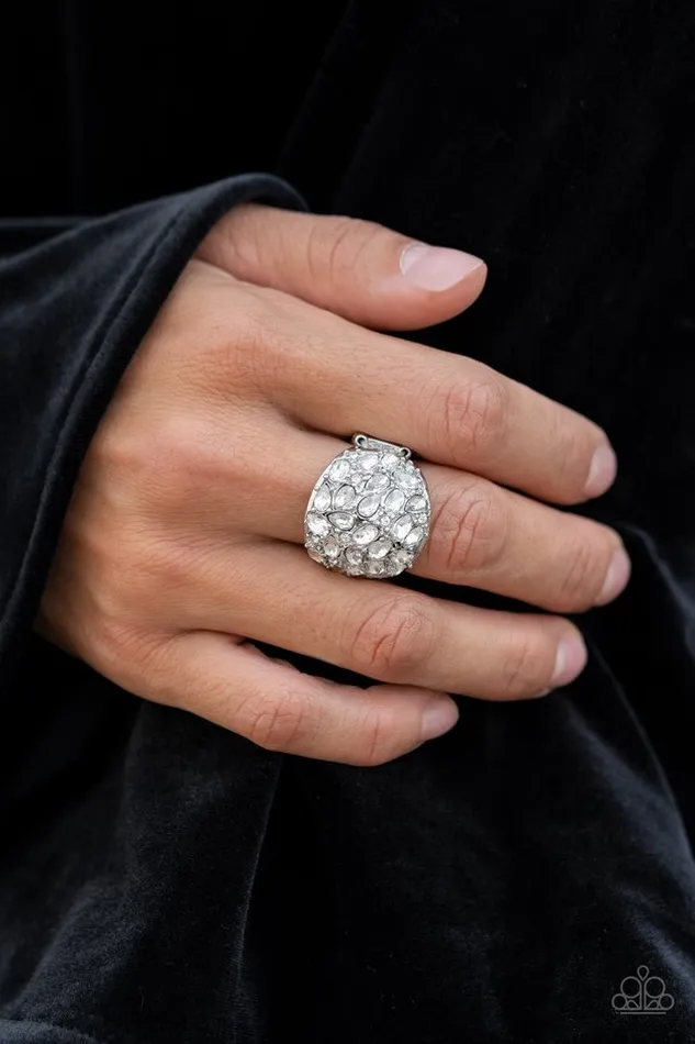Paparazzi Ring Here Comes the Boom White Paparazzi Jewelry Rings
