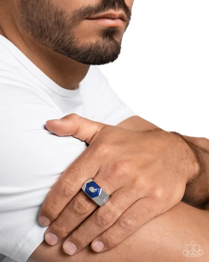 Paparazzi Ring Hexagonal Headliner Blue Paparazzi Jewelry Rings