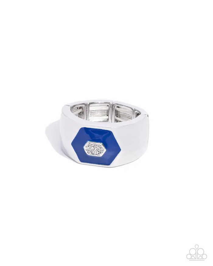 Paparazzi Ring Hexagonal Headliner Blue Paparazzi Jewelry Rings Paparazzi Ring Hexagonal Headliner Blue Paparazzi Jewelry Rings