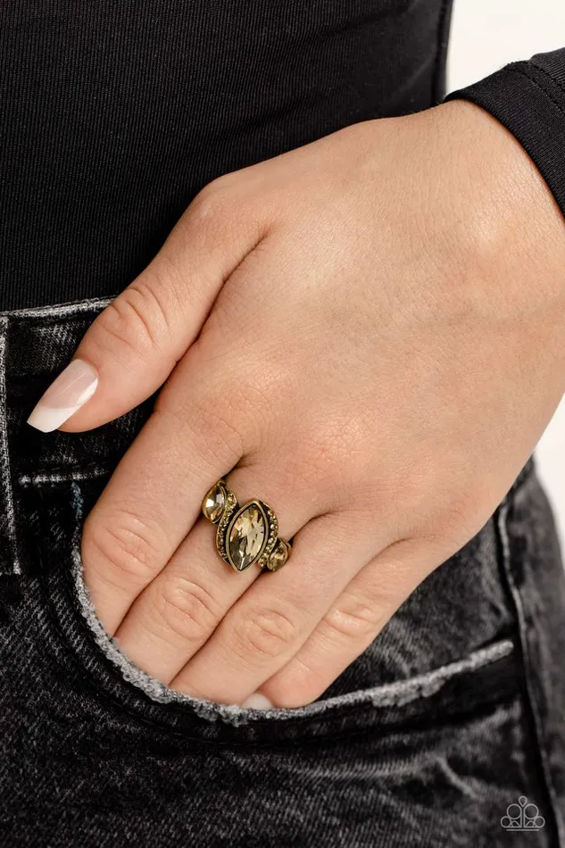 Paparazzi Ring Tilted Triplets Brass Paparazzi Jewelry Rings