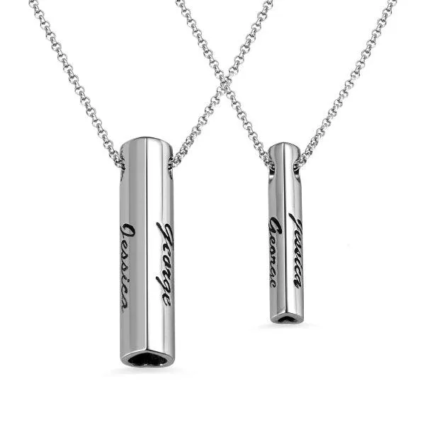 Personalized Sterling Silver Bar Necklace Set for Couples Custom Engraved Pendant Elegant Gift for Loved Ones Belbren Necklaces Personalized Sterling Silver Bar Necklace Set for Couples Custom Engraved Pendant Elegant Gift for Loved Ones Belbren Necklaces