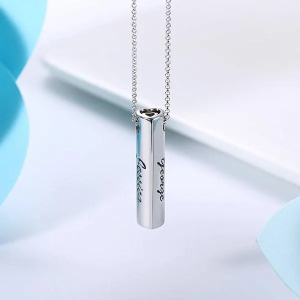 Personalized Sterling Silver Bar Necklace Set for Couples Custom Engraved Pendant Elegant Gift for Loved Ones Belbren Necklaces