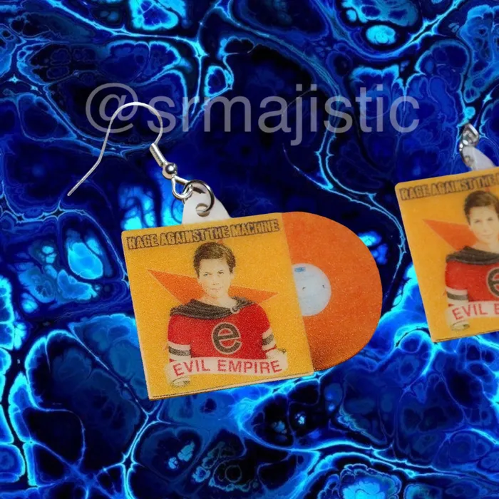 Rage Against the Machine Evil Empire Vinyl Album Handmade Earrings Sam Makes Things Earrings Rage Against the Machine Evil Empire Vinyl Album Handmade Earrings Sam Makes Things Earrings