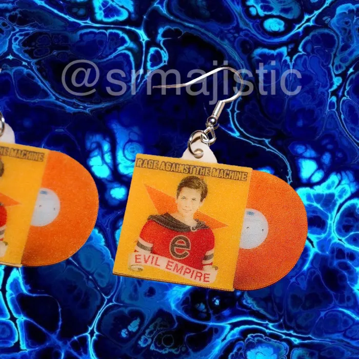 Rage Against the Machine Evil Empire Vinyl Album Handmade Earrings Sam Makes Things Earrings