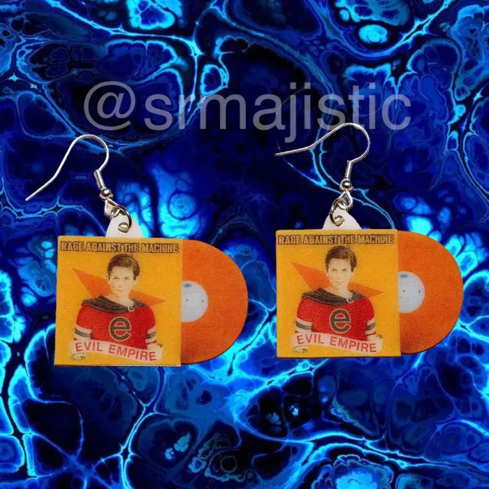 Rage Against the Machine Evil Empire Vinyl Album Handmade Earrings Sam Makes Things Earrings