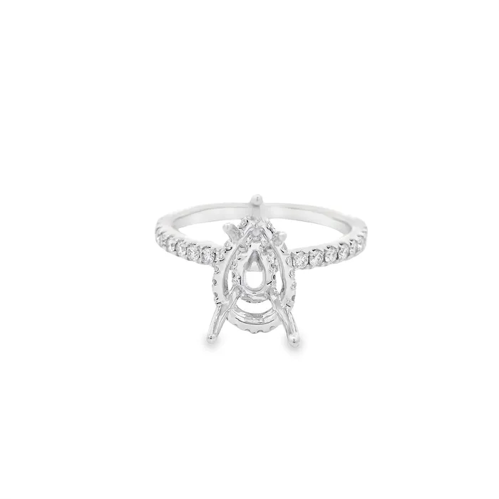 Rings 14K White Gold Semimount Ring with Double Diamond Hidden Halos Engagement Collections Rings 14K White Gold Semimount Ring with Double Diamond Hidden Halos Engagement Collections