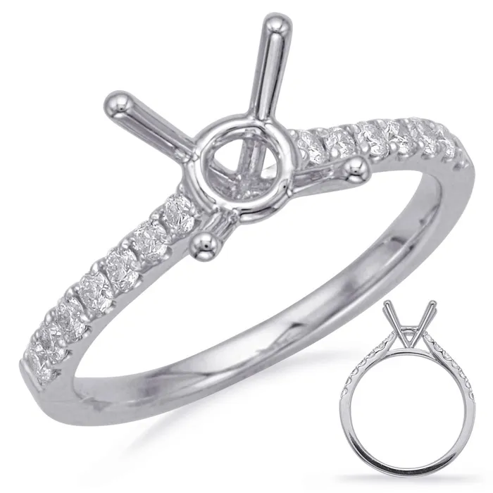 Rings 14K White Gold Semi Mount Round Diamond Ring with Round Head Engagement Collections Rings 14K White Gold Semi Mount Round Diamond Ring with Round Head Engagement Collections