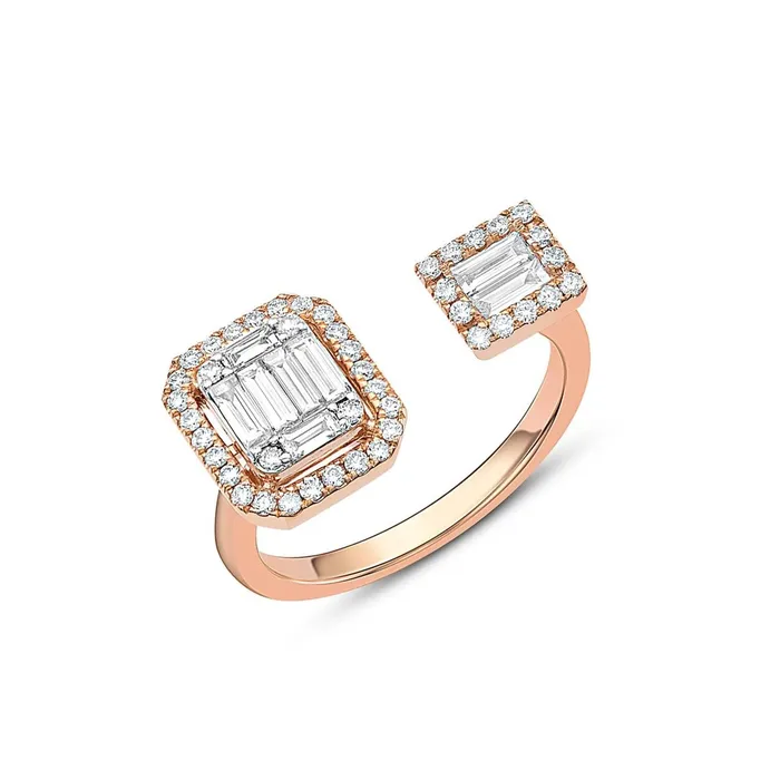 Rings CJ Charles Jewelers 18kt Rose Gold Geometric Diamond Open Ring