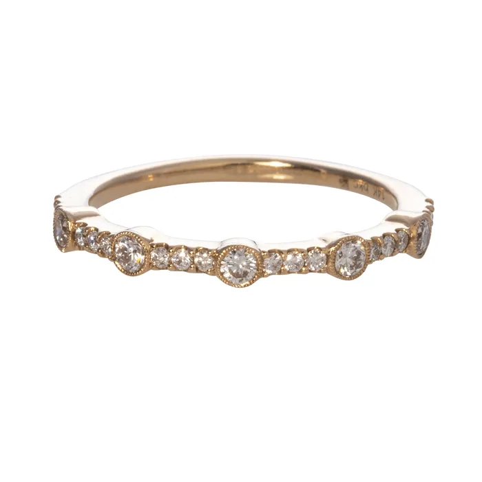 Rings Croghans 34ctw Diamond Bezel Station Halfway 14K Yellow Gold Band Rings Croghans 34ctw Diamond Bezel Station Halfway 14K Yellow Gold Band