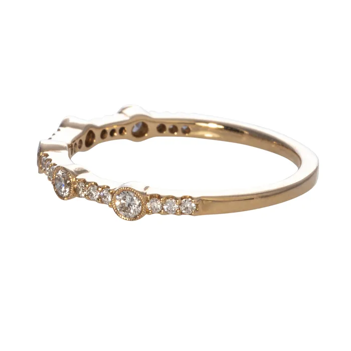 Rings Croghans 34ctw Diamond Bezel Station Halfway 14K Yellow Gold Band