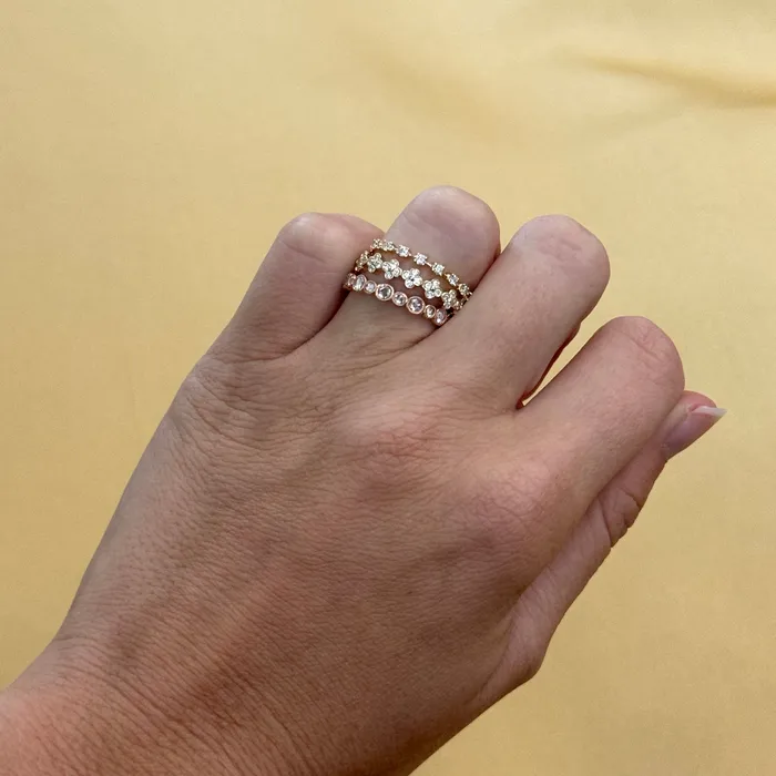 Rings Diamond Clover Milgrain 14K Yellow Gold Halfway Band Croghans