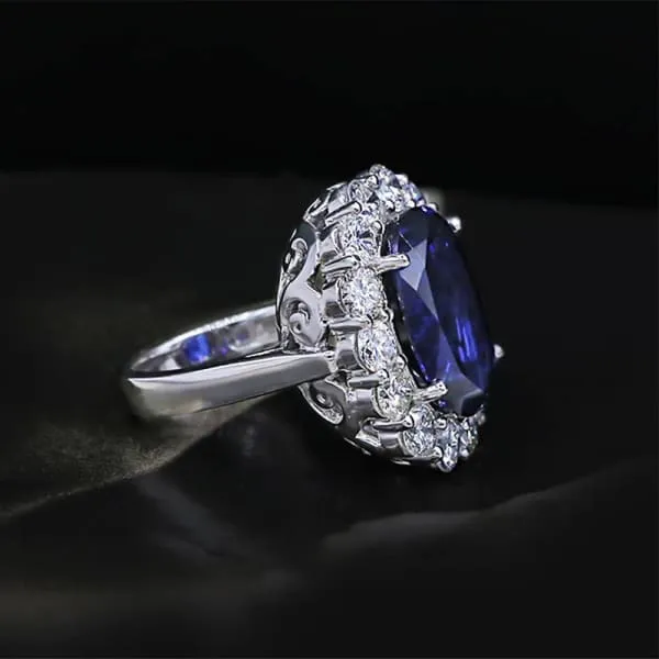 Rings Diamond Source NYC Fantastic Blue Sapphire and Diamonds on sides Ring DS21005