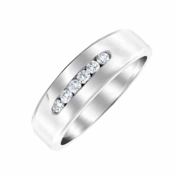 Rings Diamond Source NYC Mens wedding band 14k white gold with 025ct round diamonds BA456402