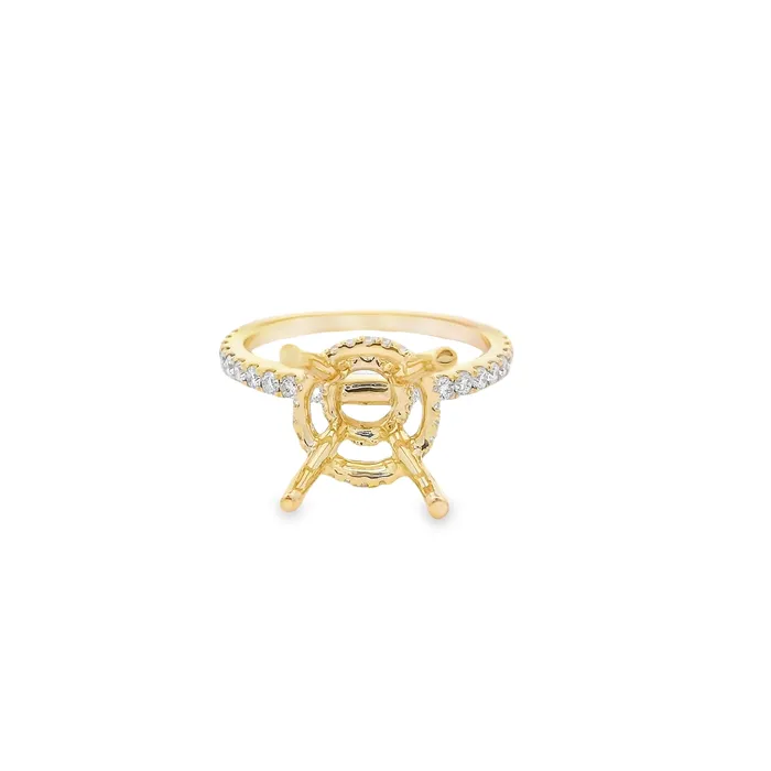 Rings Engagement Collections 14K Yellow Gold Semimount Ring with Double Diamond Hidden Halos Rings Engagement Collections 14K Yellow Gold Semimount Ring with Double Diamond Hidden Halos