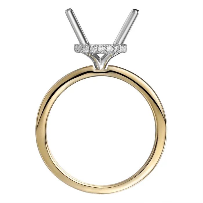Rings Engagement Collections 18K Yellow Gold Ring with 18K White Gold Round Hidden Halo Diamond Head Rings Engagement Collections 18K Yellow Gold Ring with 18K White Gold Round Hidden Halo Diamond Head