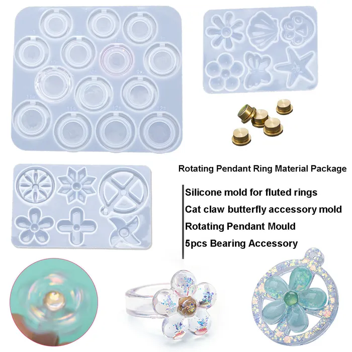 Rings IntoResin 8pcs Rotating Ring Pendant Resin Mold Set