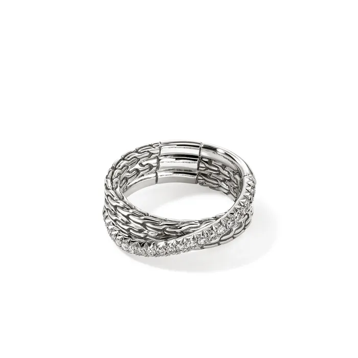 Rings John Hardy John Hardy Silver Diamond Pave Crossover Ring