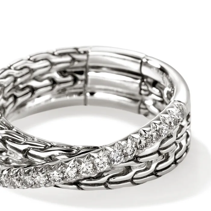 Rings John Hardy John Hardy Silver Diamond Pave Crossover Ring