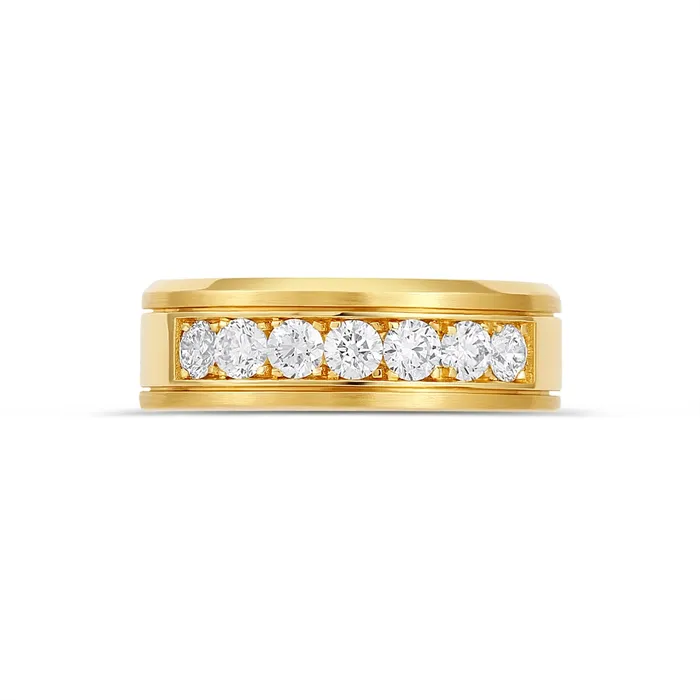 Rings Mens Bands Gents 18K Yellow Gold Diamond Band