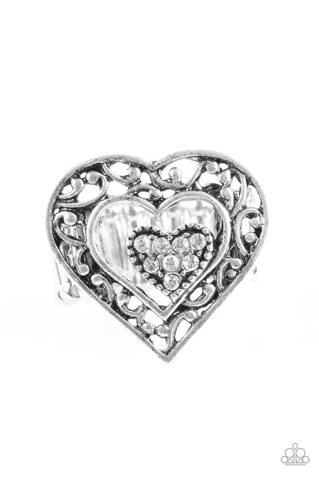 Rings Paparazzi Ring Find It In Your Heart White Paparazzi Jewelry