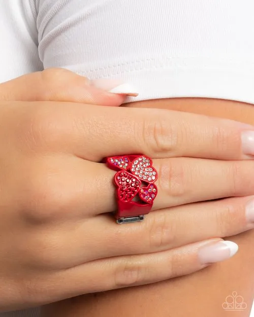 Rings Paparazzi Ring Honorable Hearts Red Paparazzi Jewelry