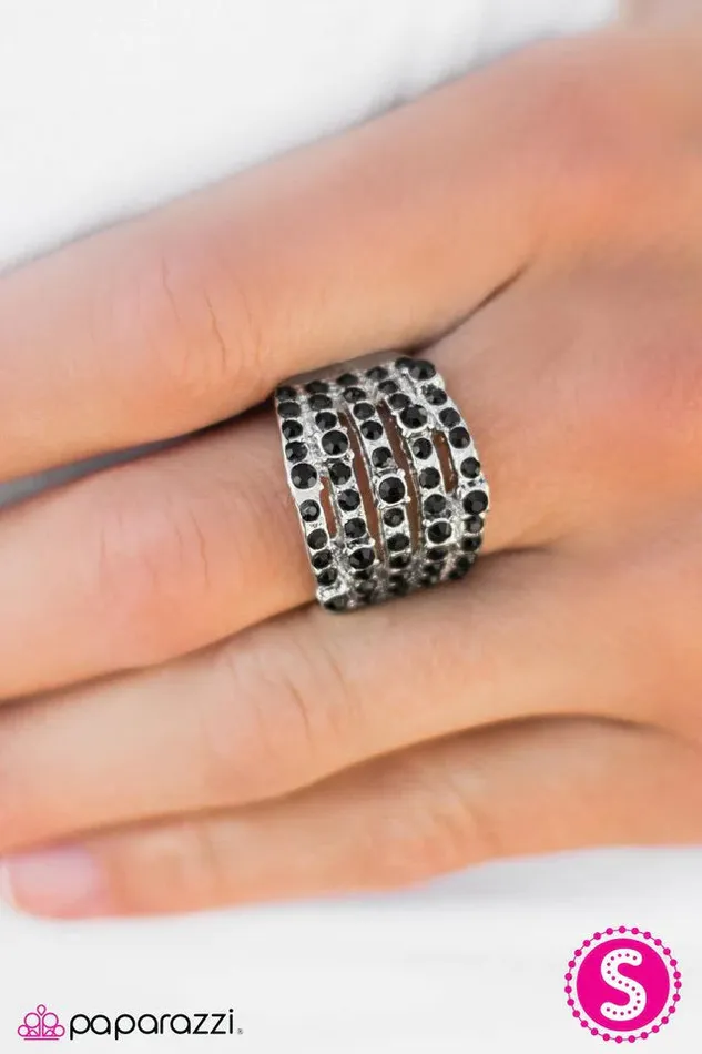 Rings Paparazzi Ring Sparkle Like You Mean It Black Paparazzi Jewelry