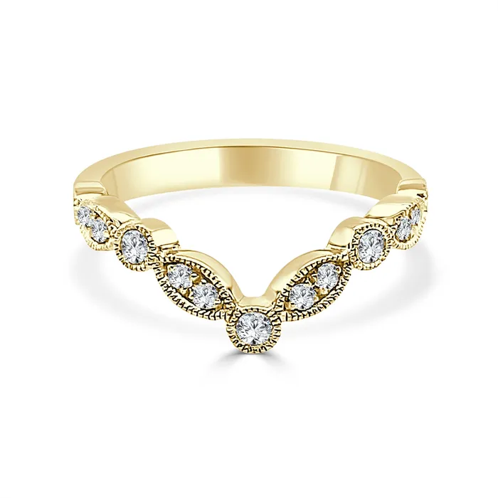Rings Wedding Bands 14K Yellow Gold Curved Diamond Band