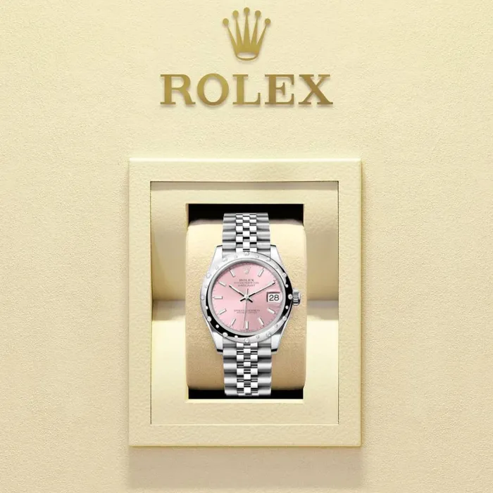 Rolex Bracelets Rolex Datejust 31mm Ref 278344rbr0016 Pink Stick Dial Diamond Bezel Stainless Steel Jubilee Bracelet Womens Watch