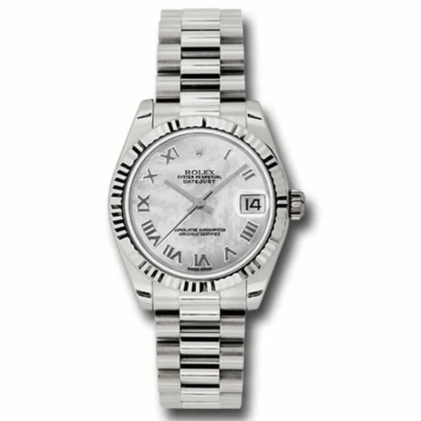 Rolex Datejust 31mm Ref 178279 mrp White Mother of Pearl Dial 18K White Gold President Bracelet Womens Watch Rolex Bracelets Rolex Datejust 31mm Ref 178279 mrp White Mother of Pearl Dial 18K White Gold President Bracelet Womens Watch Rolex Bracelets