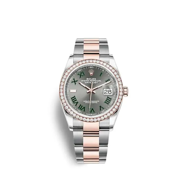Rolex Datejust 36mm Ref 126281rbr0018 Slate Grey Wimbledon Roman Dial Diamond Bezel Two Tone Stainless Steel 18K Rose Gold Oyster Bracelet Watch Rolex Bracelets Rolex Datejust 36mm Ref 126281rbr0018 Slate Grey Wimbledon Roman Dial Diamond Bezel Two Tone Stainless Steel 18K Rose Gold Oyster Bracelet Watch Rolex Bracelets