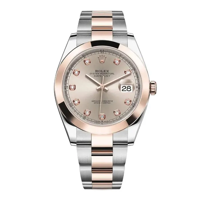 Rolex Datejust 41mm Ref 1263010007 Sundust Diamond Dial Two Tone Stainless Steel 18K Rose Gold Oyster Bracelet Mens Watch Rolex Bracelets Rolex Datejust 41mm Ref 1263010007 Sundust Diamond Dial Two Tone Stainless Steel 18K Rose Gold Oyster Bracelet Mens Watch Rolex Bracelets