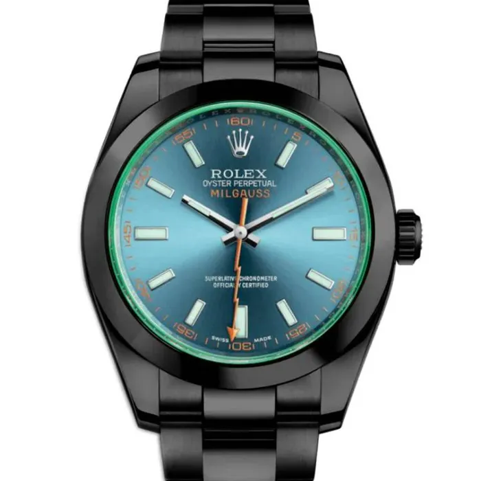 Rolex Milgauss 40mm Ref 116400gv0002PVD Blue Dial Black PVD Stainless Steel Oyster Bracelet Watch Rolex Bracelets