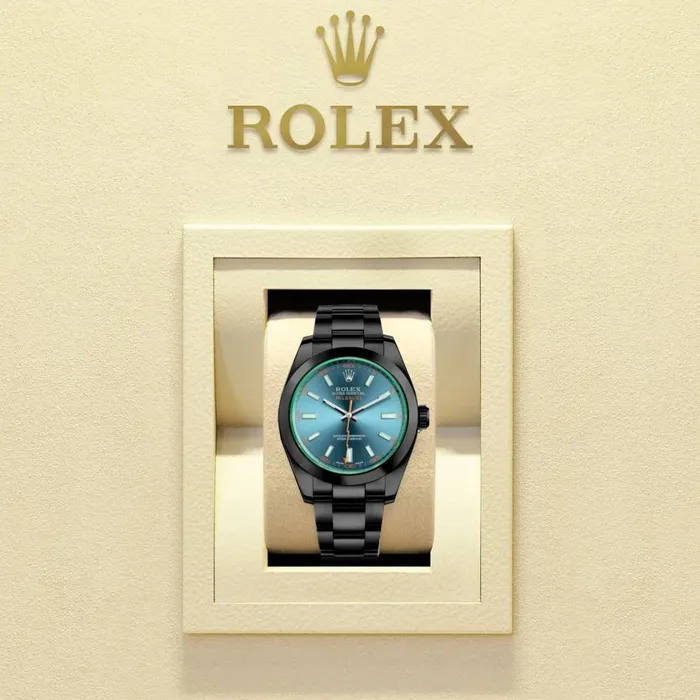 Rolex Milgauss 40mm Ref 116400gv0002PVD Blue Dial Black PVD Stainless Steel Oyster Bracelet Watch Rolex Bracelets
