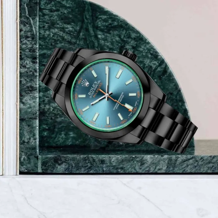 Rolex Milgauss 40mm Ref 116400gv0002PVD Blue Dial Black PVD Stainless Steel Oyster Bracelet Watch Rolex Bracelets