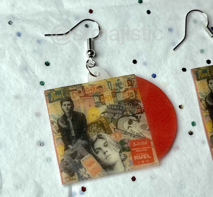 Ruel Bright Lights Red Eyes Vinyl Album Handmade Earrings Sam Makes Things Earrings